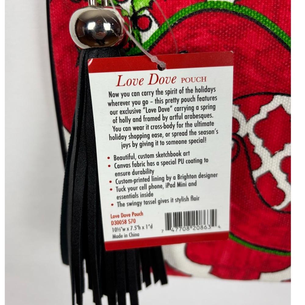Brighton Love Dove Crossbody Pouch Red White Tassel - Picture 9 of 11
